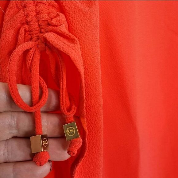 MICHAEL Michael Kors Tie Sleeve Elastic Hem Blouse in Bright Orange size M - Picture 4 of 7